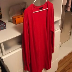 Alfani red knit knee length cardigan